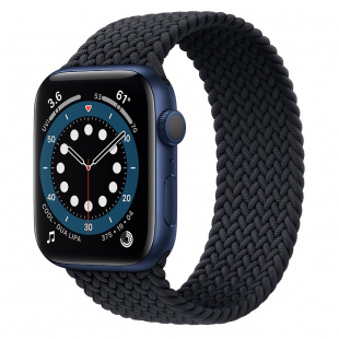 Apple Watch Series 6 // 44мм GPS // Корпус из алюминия синего цвета, плетеный монобраслет угольного цвета