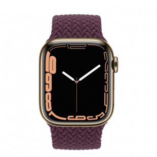 Apple Watch Series 7 // 45мм GPS + Cellular // Корпус из нержавеющей стали золотого цвета, плетёный монобраслет цвета «тёмная вишня»