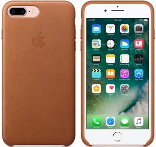Кожаный чехол для iPhone 7+ (Plus)/8+ (Plus), золотисто-коричневый цвет, оригинальный Apple