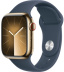 Apple Watch Series 9 // 45мм GPS+Cellular // Корпус из нержавеющей стали золотого цвета, спортивный ремешок цвета "штормовой синий"