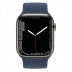 Apple Watch Series 7 // 41мм GPS + Cellular // Корпус из нержавеющей стали графитового цвета, плетёный монобраслет цвета «синий омут»