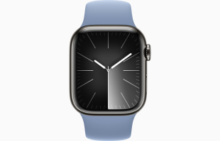 Apple Watch Series 9 // 45мм GPS+Cellular // Корпус из нержавеющей стали графитового цвета, спортивный ремешок цвета "синяя зима"