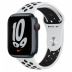 Apple Watch Series 7 // 45мм GPS + Cellular // Корпус из алюминия цвета «тёмная ночь», спортивный ремешок Nike цвета «чистая платина/чёрный»