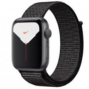 Apple Watch Series 5 // 44мм GPS + Cellular // Корпус из алюминия цвета «серый космос», спортивный браслет Nike чёрного цвета