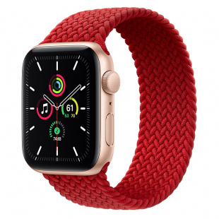 Apple Watch SE // 40мм GPS // Корпус из алюминия золотого цвета, плетёный монобраслет цвета PRODUCT(RED) (2020)