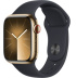 Apple Watch Series 9 // 41мм GPS+Cellular // Корпус из нержавеющей стали золотого цвета, спортивный ремешок цвета "темная ночь"