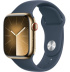 Apple Watch Series 9 // 41мм GPS+Cellular // Корпус из нержавеющей стали золотого цвета, спортивный ремешок цвета "штормовой синий"