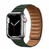 Apple Watch Series 7 // 41мм GPS + Cellular // Корпус из нержавеющей стали серебристого цвета, кожаный браслет цвета «зелёная секвойя», размер ремешка M/L