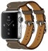 Apple Watch Series 2 Hermès 38мм Корпус из нержавеющей стали, ремешок Manchette из кожи Swift цвета Étoupe с двойной пряжкой