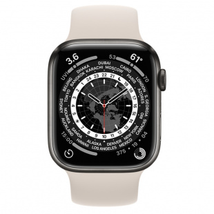 Apple Watch Series 7 // 45мм GPS + Cellular // Корпус из титана цвета «черный космос», монобраслет цвета «сияющая звезда»