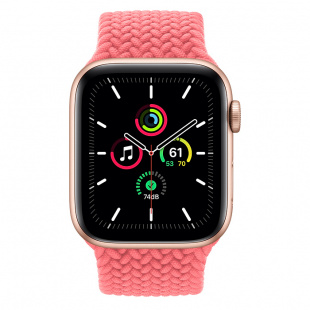 Apple Watch SE // 44мм GPS // Корпус из алюминия золотого цвета, плетёный монобраслет цвета «Розовый пунш» (2020)
