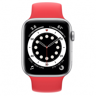 Apple Watch Series 6 // 44мм GPS // Корпус из алюминия серебристого цвета, монобраслет цвета (PRODUCT)RED