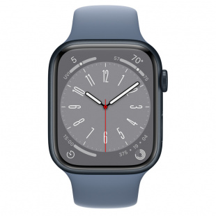 Apple Watch Series 8 // 45мм GPS + Cellular // Корпус из алюминия цвета "темная ночь", спортивный ремешок сланцево-синего цвета