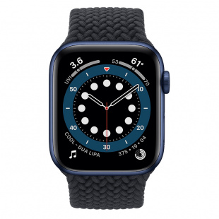 Apple Watch Series 6 // 44мм GPS // Корпус из алюминия синего цвета, плетеный монобраслет угольного цвета