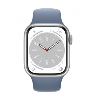 Apple Watch Series 8 // 41мм GPS + Cellular // Корпус из алюминия серебристого цвета, спортивный ремешок сланцево-синего цвета