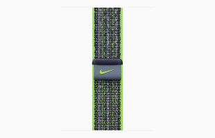 Apple Watch Series 9 // 45мм GPS+Cellular // Корпус из алюминия серебристого цвета, спортивный браслет Nike цвета "ярко-зеленый/синий"