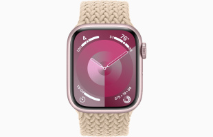 Apple Watch Series 9 // 45мм GPS+Cellular // Корпус из алюминия розового цвета, плетёный монобраслет бежевого цвета