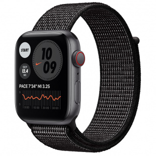 Apple Watch SE // 40мм GPS + Cellular // Корпус из алюминия цвета «серый космос», спортивный браслет Nike чёрного цвета (2020)