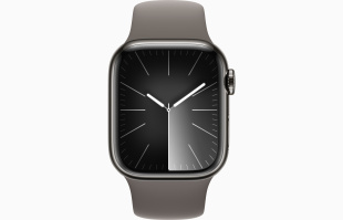 Apple Watch Series 9 // 45мм GPS+Cellular // Корпус из нержавеющей стали графитового цвета, спортивный ремешок цвета "глина"