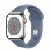 Apple Watch Series 8 // 41мм GPS + Cellular // Корпус из нержавеющей стали серебристого цвета, спортивный ремешок сланцево-синего цвета