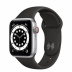Apple Watch Series 6 // 40мм GPS + Cellular // Корпус из алюминия серебристого цвета, спортивный ремешок черного цвета