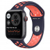 Apple Watch SE // 44мм GPS + Cellular // Корпус из алюминия цвета «серый космос», спортивный ремешок Nike цвета «Полночный синий/манго» (2020)