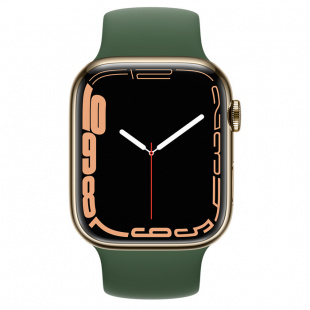 Apple Watch Series 7 // 41мм GPS + Cellular // Корпус из нержавеющей стали золотого цвета, монобраслет цвета «зелёный клевер»