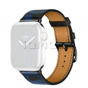 41мм Ремешок Hermès Single (Simple) Tour Circuit H цвета Noir/Bleu Électrique для Apple Watch