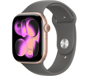 Apple Watch Series 11 // 42мм GPS // Корпус из алюминия цвета "розовое золото", спортивный ремешок цвета "серый камень"