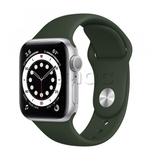 Купить Apple Watch Series 6 // 40мм GPS // Корпус из алюминия серебристого цвета, спортивный ремешок цвета «Кипрский зелёный»