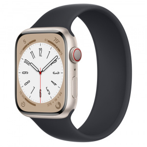Apple Watch Series 8 // 45мм GPS + Cellular // Корпус из алюминия цвета "сияющая звезда", монобраслет цвета "темная ночь"