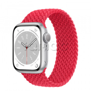 Купить Apple Watch Series 8 // 41мм GPS // Корпус из алюминия серебристого цвета, плетёный монобраслет цвета (PRODUCT)RED