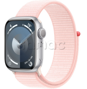 Купить Apple Watch Series 9 // 41мм GPS // Корпус из алюминия серебристого цвета, спортивный браслет светло-розового цвета