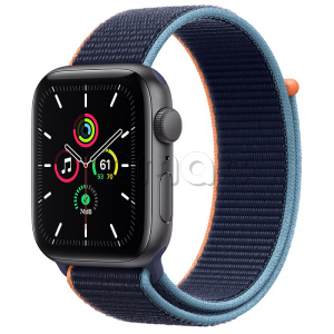 Купить Apple Watch SE // 44мм GPS // Корпус из алюминия цвета «серый космос», спортивный браслет цвета «Тёмный ультрамарин» (2020)