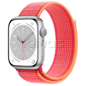 Купить Apple Watch Series 8 // 45мм GPS // Корпус из алюминия серебристого цвета, спортивный браслет цвета (PRODUCT)RED