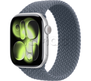 Купить Apple Watch Series 11 // 42мм GPS // Корпус из алюминия серебристого цвета, плетеный монобраслет цвета "якорный синий"