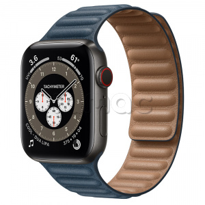 Купить Apple Watch Series 6 // 44мм GPS + Cellular // Корпус из титана цвета «черный космос», кожаный браслет цвета «Балтийский синий», размер ремешка S/M