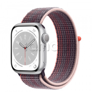 Купить Apple Watch Series 8 // 41мм GPS // Корпус из алюминия серебристого цвета, спортивный браслет цвета "бузина"