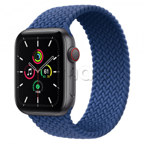 Купить Apple Watch SE // 44мм GPS + Cellular // Корпус из алюминия цвета «серый космос», плетёный монобраслет цвета «Атлантический синий» (2020)