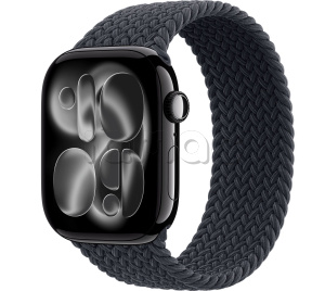 Купить Apple Watch Series 11 // 42мм GPS // Черный глянцевый корпус из алюминия, плетеный монобраслет цвета "полуночный"