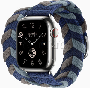 Купить Apple Watch Series 9 Hermès // 41мм GPS+Cellular // Корпус из нержавеющей стали серебристого цвета, ремешок Bridon Double Tour цвета Navy