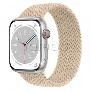Купить Apple Watch Series 8 // 45мм GPS + Cellular // Корпус из алюминия серебристого цвета, плетёный монобраслет бежевого цвета