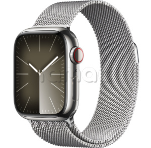 Купить Apple Watch Series 9 // 41мм GPS+Cellular // Корпус из нержавеющей стали серебристого цвета, миланский сетчатый браслет серебристого цвета