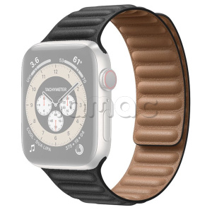 44мм S/M Кожаный ремешок чёрного цвета со скрытой магнитной застежкой для Apple Watch
