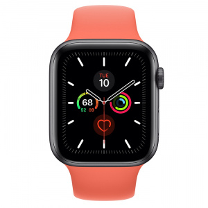Купить Apple Watch Series 5 // 44мм GPS + Cellular // Корпус из алюминия цвета «серый космос», спортивный ремешок цвета «спелый клементин»