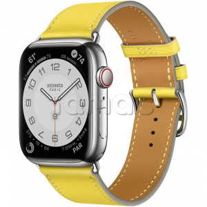 Купить Apple Watch Series 7 Hermès // 45мм GPS + Cellular // Корпус из нержавеющей стали серебристого цвета, ремешок Single Tour цвета Lime
