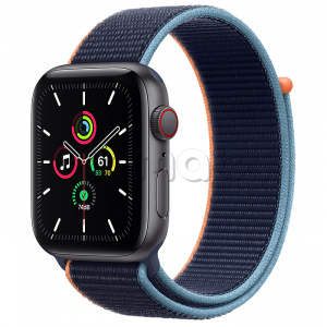 Купить Apple Watch SE // 44мм GPS + Cellular // Корпус из алюминия цвета «серый космос», cпортивный браслет цвета «Тёмный ультрамарин» (2020)