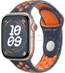 Купить Apple Watch Series 10 // 46мм GPS (Custom) Корпус из алюминия цвета "розовое золото", спортивный ремешок Nike цвета "Синее пламя"