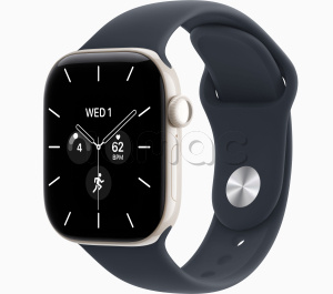 Купить Apple Watch Series 12 // 42мм GPS+Cellular // Корпус из керамики жемчужно-белого цвета, спортивный ремешок синего цвета