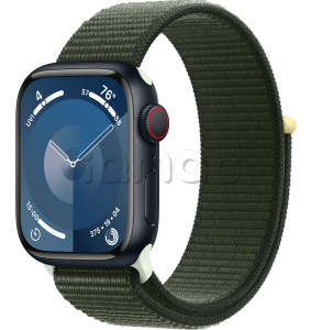 Купить Apple Watch Series 9 // 41мм GPS+Cellular // Корпус из алюминия цвета "темная ночь", спортивный браслет цвета "зеленый кипарис"
